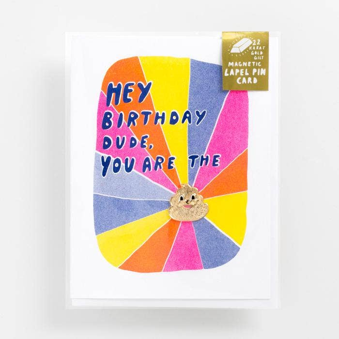Tarjeta con pin caca y feliz cumpleaños / pin and birthday card