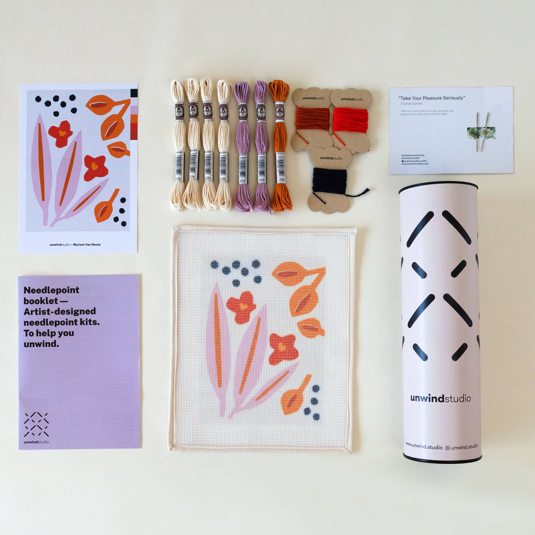 Kit de bordado Paper flowers / needlepoint kit