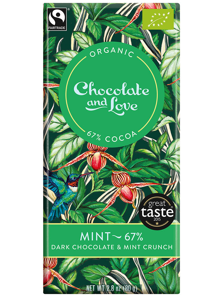 Chocolate & Love - Organic Dark Chocolate with Peppermint Crunch