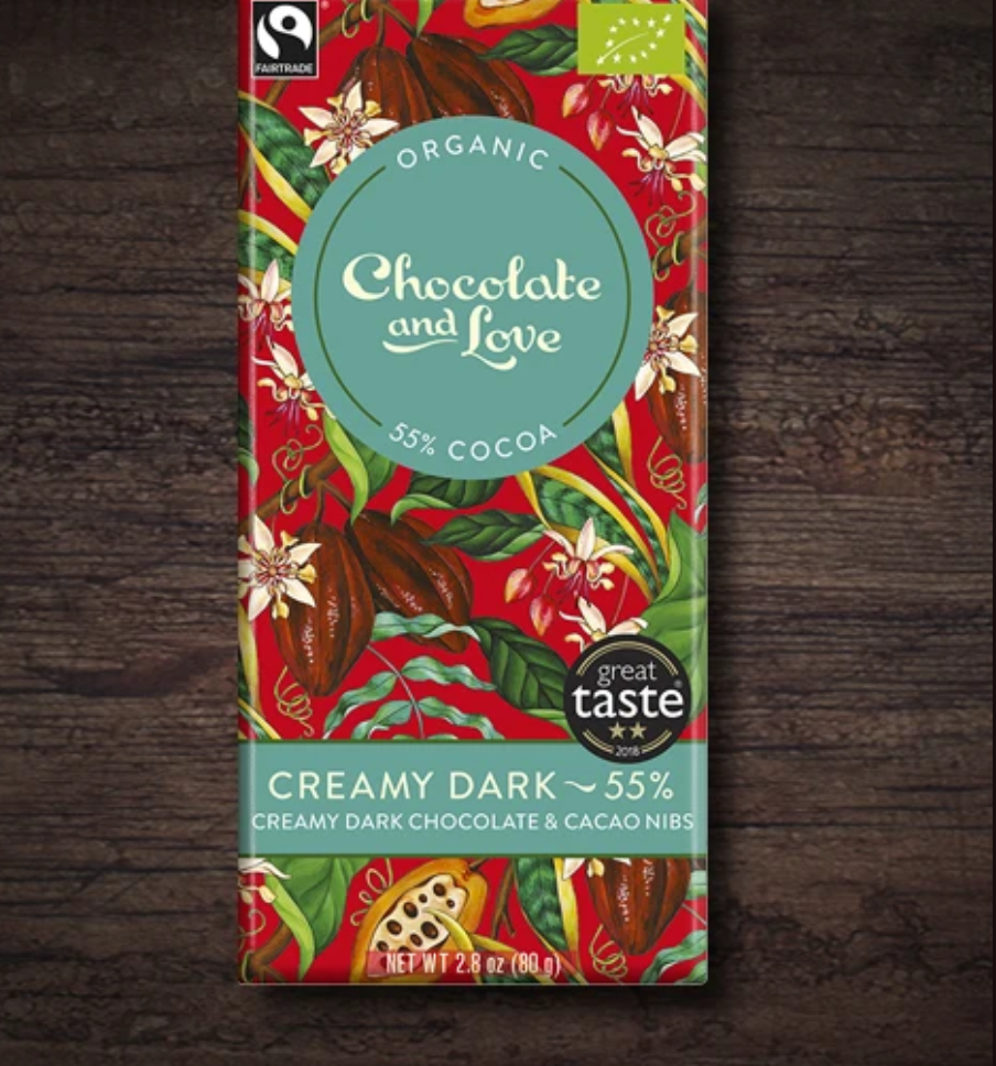 Chocolate & Love - Organic Creamy Dark Chocolate & Cacao Nibs