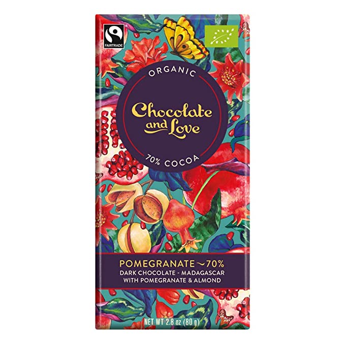 Chocolate & Love - Organic Dark Chocolate & Pomegranate Bar